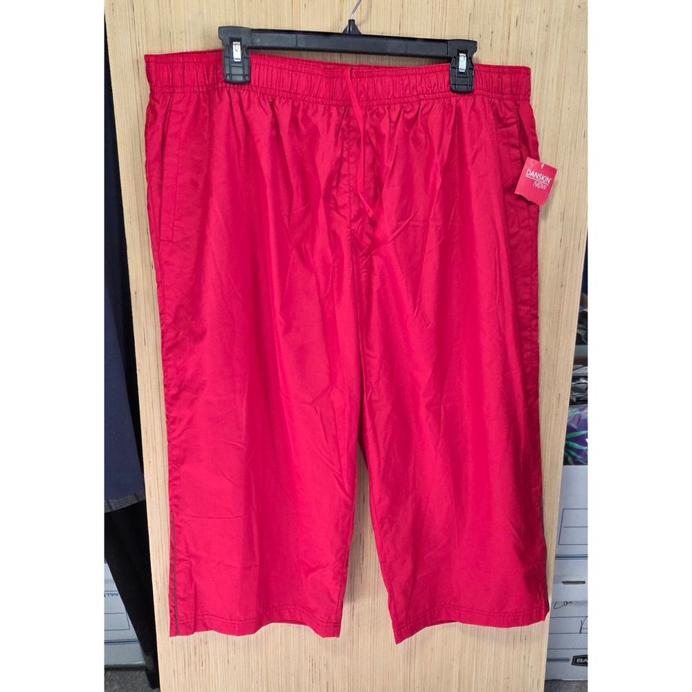 Danskin‎ Now Active Capri Pants Elastic Waist Red XL/XG (16-18) Lined Mesh
